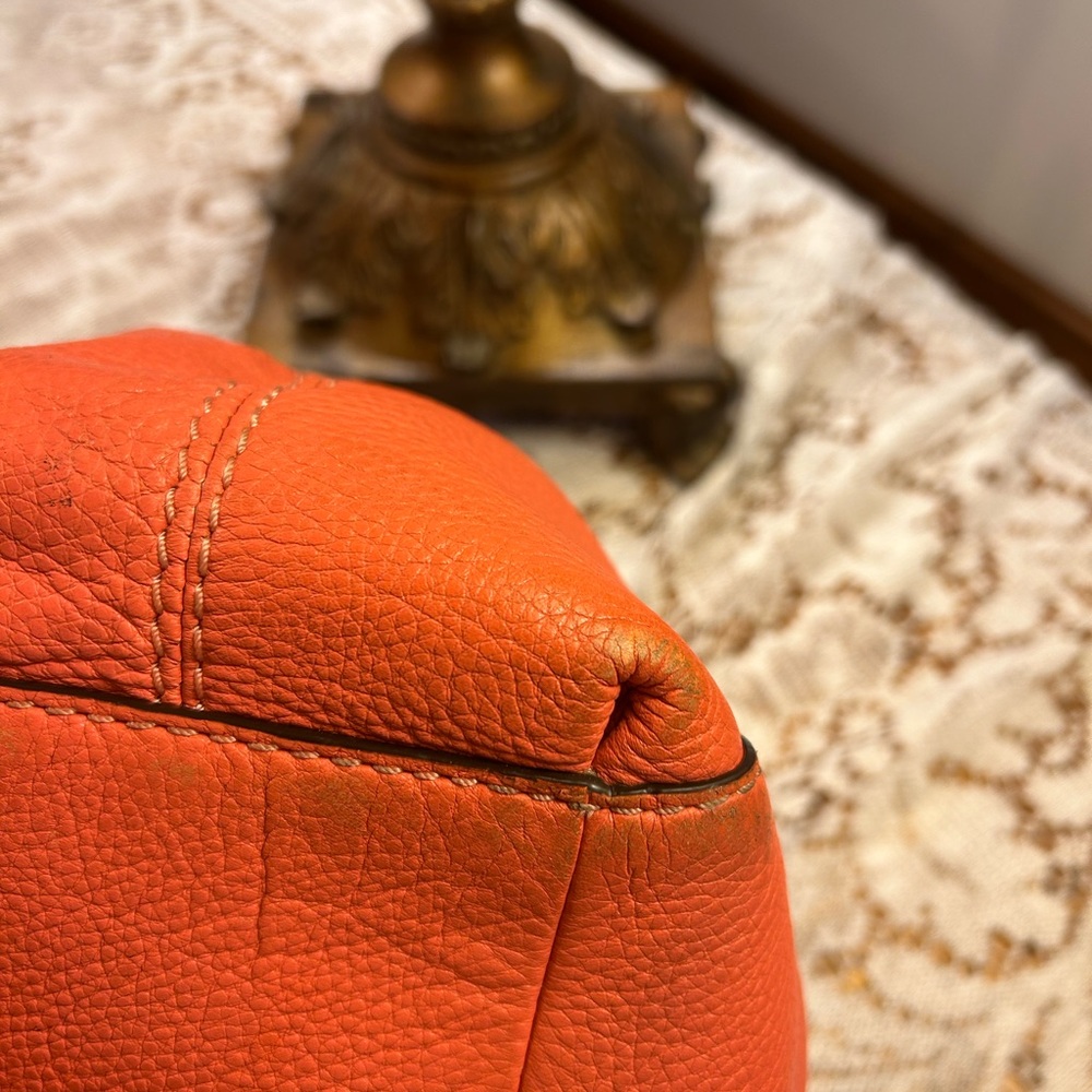 Coach Lexy Vibrant Orange Leather Shoulder Bag with Studs.  With wallet - Picture 5 of 15